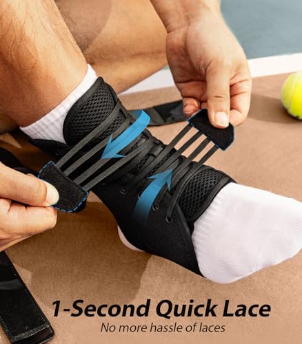 ZOELION Hoop-and-Loop Quick Lace Up Ankle Brace with Side Stabilizing Pads