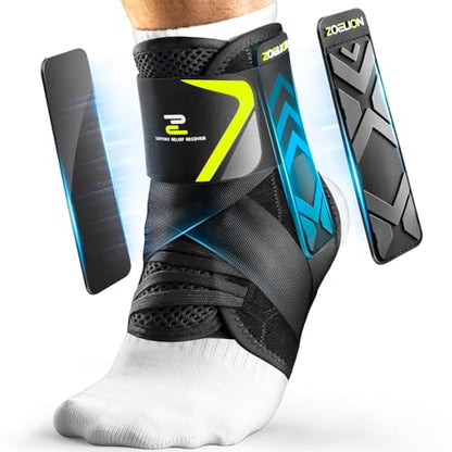 ZOELION Hoop-and-Loop Quick Lace Up Ankle Brace with Side Stabilizing Pads