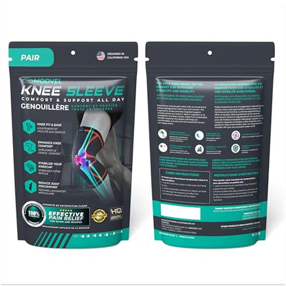 Compression Knee Brace Support Sleeves for Sports – 2 Pack