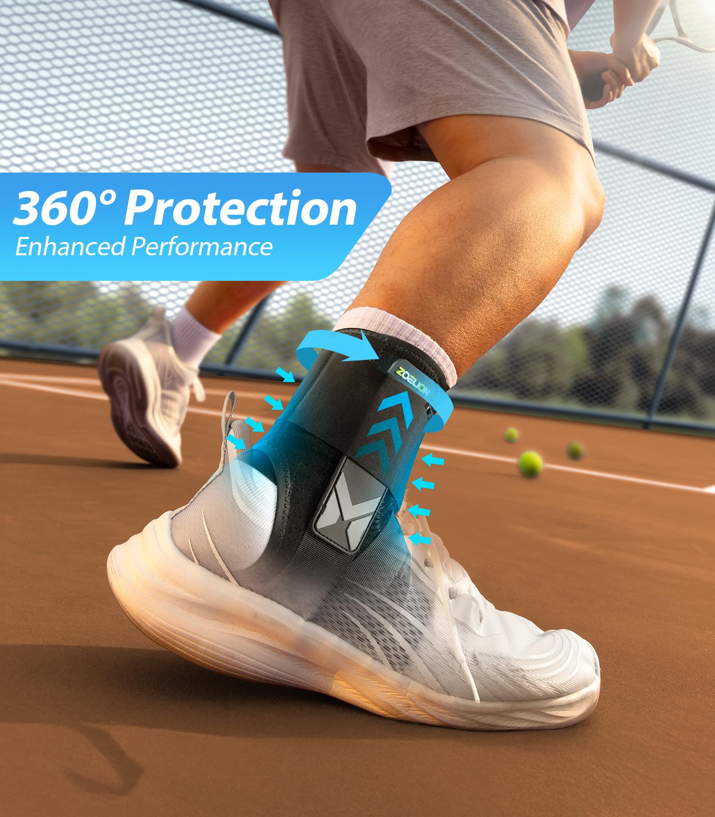 ZOELION Hoop-and-Loop Quick Lace Up Ankle Brace with Side Stabilizing Pads