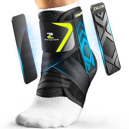 ZOELION Hoop-and-Loop Quick Lace Up Ankle Brace with Side Stabilizing Pads