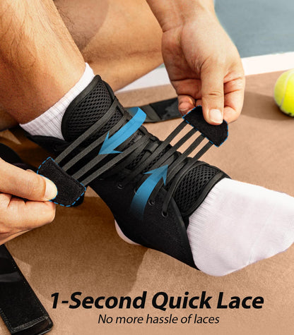 ZOELION Hoop-and-Loop Quick Lace Up Ankle Brace with Side Stabilizing Pads