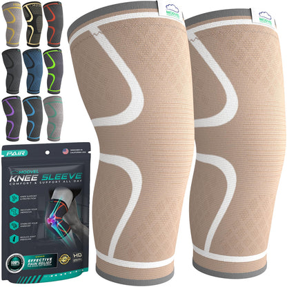 Compression Knee Brace Support Sleeves for Sports – 2 Pack